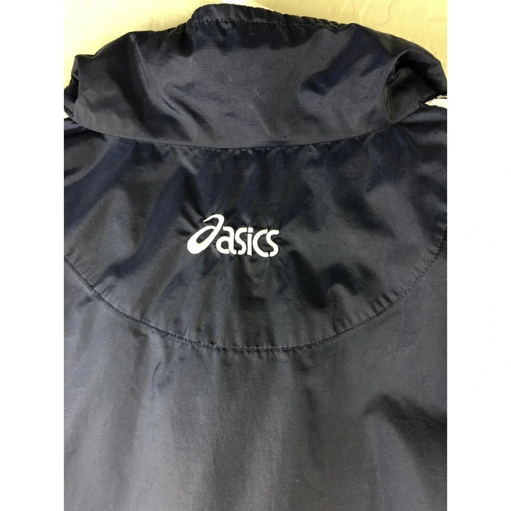 ASICS Mens Small Windbreaker Blue Reflective Sleeve‎